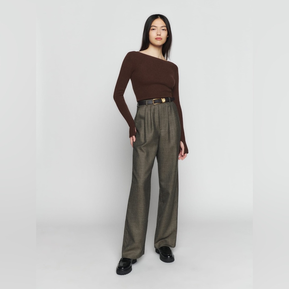 Reformation Porta Cashmere Open Back Sweater Brown